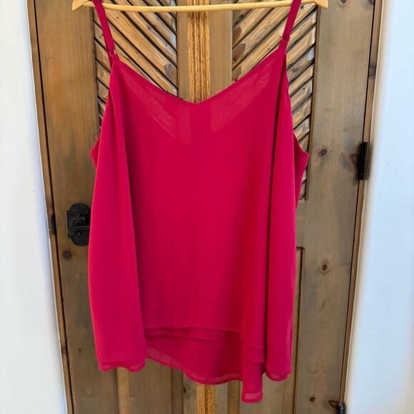 TORRID (2X) Pink flowy spaghetti strap tank top adjustable - Picture 2 of 5